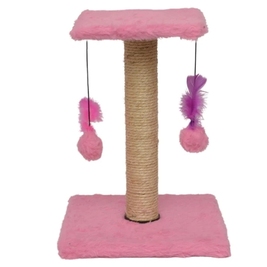 Arranhador Para Gatos Pet Poste Sisal Brinquedo Com Bolinha Pena Duas Bases