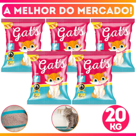 Kit 5 pacotes de Areia para Gatos Areia Sanitária Antiodor